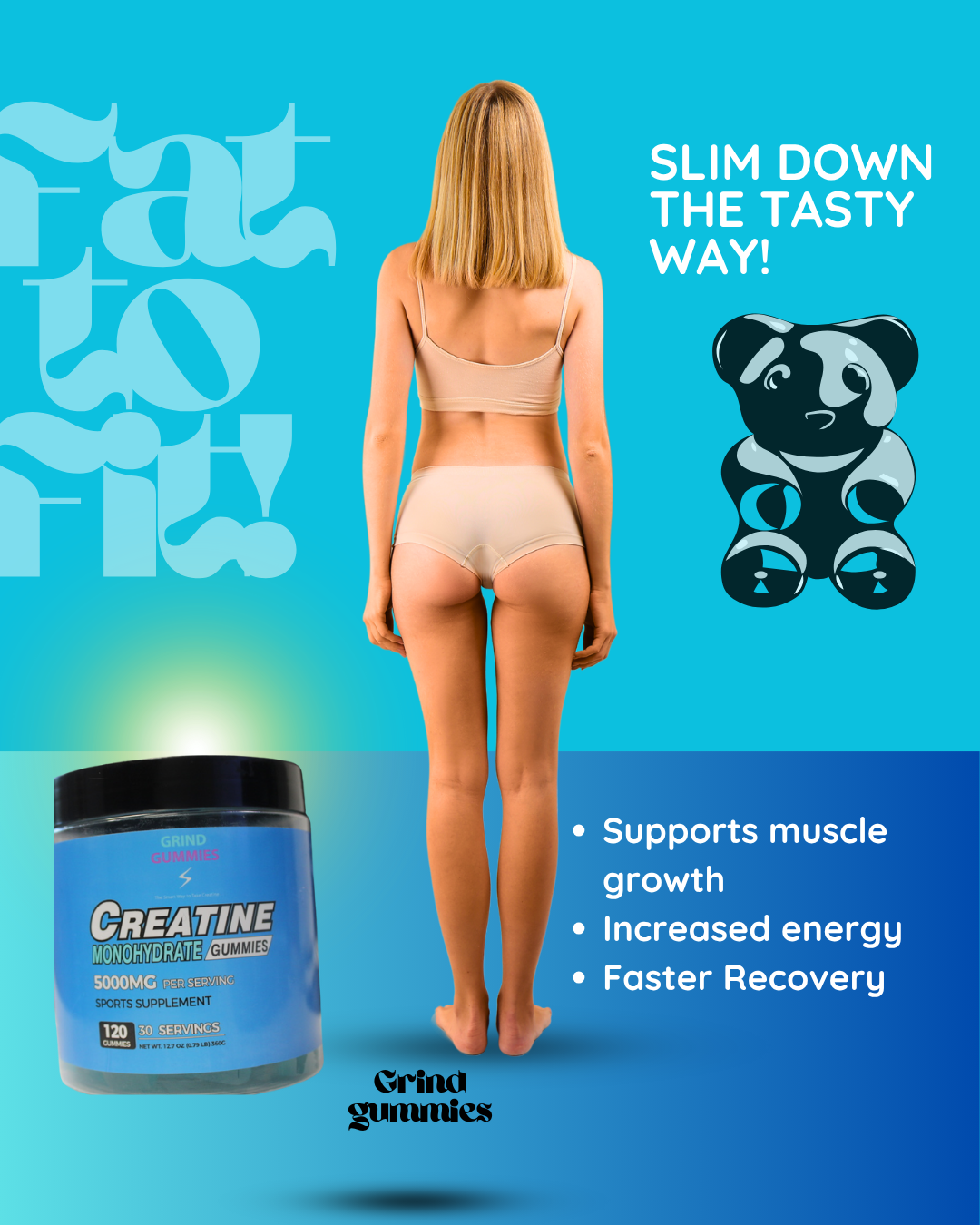 Grind Gummies – Creatine + BCAA + Vitamin B12 Gummies for Muscle & Energy